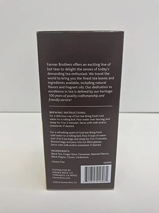 Farmer Brothers Premium:Chai Spice Hot Black Tea, 1/25 Ct Tea Box 4 Farmer Brothers Premium:Chai Spice Hot Black Tea, 1/25 Ct Tea Box - Image 2