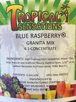 Tropical Sensations - Blue Raspbery Granita Mix, 1 Bottle 64 Oz -Miscela Drink Store 916gtoz rll. sy679 1