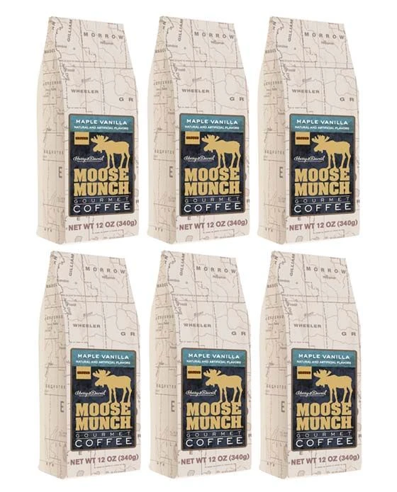 Harry & David Maple Vanilla Moose Munch Gourmet Coffee 6 Bags (12 Oz Each) 3 Harry & David Maple Vanilla Moose Munch Gourmet Coffee 6 Bags (12 Oz Each)