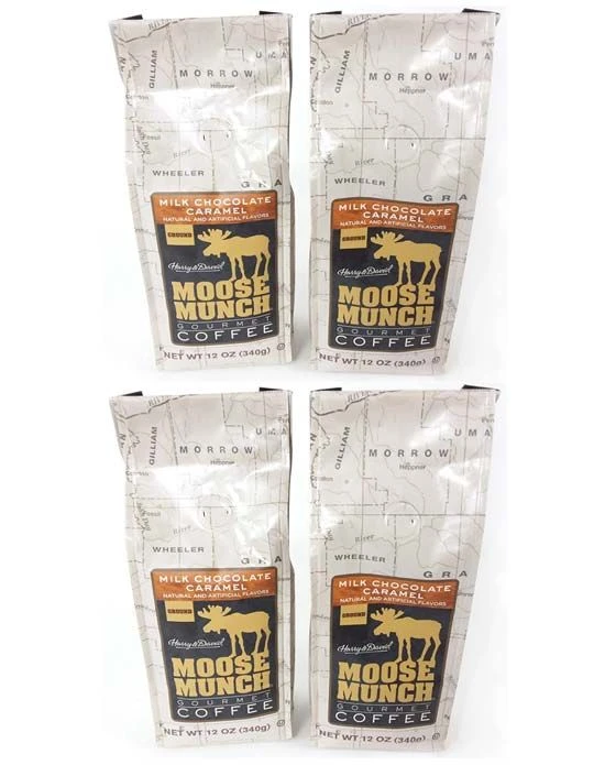 Harry & David Milk Chocolate Caramel Moose Munch Gourmet Ground Coffee 4 Bags 2 Harry & David Milk Chocolate Caramel Moose Munch Gourmet Ground Coffee 4 Bags