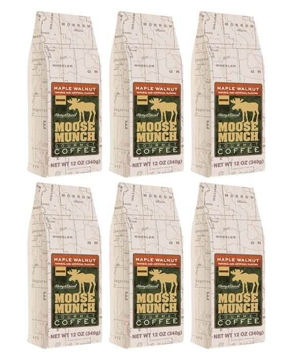 Moose Munch Coffee By Harry & David, Maple Walnut Ground Gourmet Coffee 6 Bags 3 Moose Munch Coffee By Harry & David, Maple Walnut Ground Gourmet Coffee 6 Bags