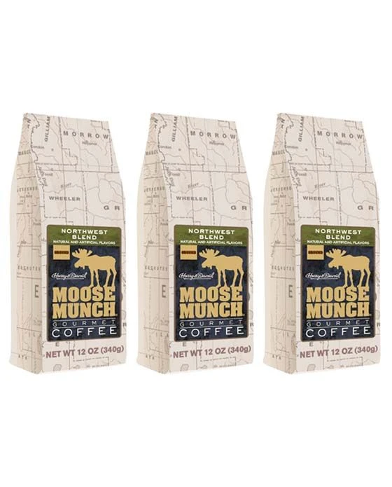 Harry & David Northwest Blend Moose Munch Ground Coffee - 3 Bags(12 Oz Each) 3 Harry & David Northwest Blend Moose Munch Ground Coffee - 3 Bags(12 Oz Each)