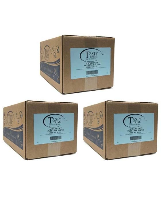 Tasty Trim Aspartame (Blue Sugar Substitute), 3 Boxes (2,000 Packets Ea.) 3 Tasty Trim Aspartame (Blue Sugar Substitute), 3 Boxes (2,000 Packets Ea.)