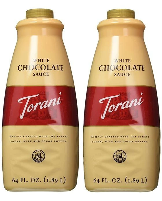 Torani White Chocolate Sauce, 2 Bottles/64 Oz Ea. Free Pump Included 3 Torani White Chocolate Sauce, 2 Bottles/64 Oz Ea. Free Pump Included