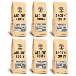 Ancient Roots Donut Shop Medium Roast Flavored Mushroom Ground Coffee6/12 Oz Bags