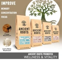 Ancient Roots Sea Salted Caramel Flavored Mushroom Medium Roast Ground Coffee, 6/12 Oz Bags -Miscela Drink Store ancient roots french vanilla flavored mushroom coffee french vanilla coffee1 2 1 1 1 1 1 1 1 1 1 1 1
