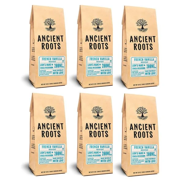 Ancient Roots French Vanilla Flavored Mushroom Coffee By Corim Premium Blends 6/12 Oz Bags 3 Ancient Roots French Vanilla Flavored Mushroom Coffee By Corim Premium Blends 6/12 Oz Bags