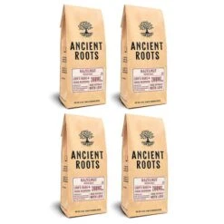 Ancient Roots Hazelnut Medium Roast Flavored Mushroom Ground Coffee 4/12 Oz Bags