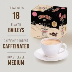 Baileys Bailey's, The Original Irish Cream Flavored Coffee, 4/18 Single Serve Cups 8 Baileys Bailey's, The Original Irish Cream Flavored Coffee, 4/18 Single Serve Cups -Miscela Drink Store baileys original irish cream flavored coffee single serve cups