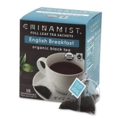 China Mist - English Breakfast Organic Black Full Leaf Tea Sachet, 4 Boxes 15 Count Each -Miscela Drink Store china mist english breakfast organic black full leaf tea sachet 15 cnt 1box 1 1