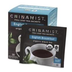 China Mist - English Breakfast Organic Black Full Leaf Tea Sachet, 4 Boxes 15 Count Each -Miscela Drink Store china mist english breakfast organic black full leaf tea sachet 15 cnt box 1 1