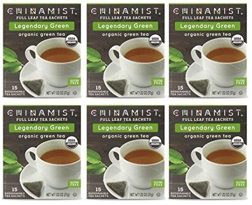 China Mist - Legendary Green Organic Black Full Leaf Tea Sachet, 6 Boxes 15 Count 2 China Mist - Legendary Green Organic Black Full Leaf Tea Sachet, 6 Boxes 15 Count