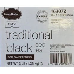 Farmer Brothers Black Iced Tea For Sweetening, 3 Boxes - 48/1 Oz 7 Farmer Brothers Black Iced Tea For Sweetening, 3 Boxes - 48/1 Oz -Miscela Drink Store fbtradblack 1 1 1