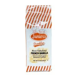 Junior's Most Fabulous French Vanilla, Medium Roast Ground Coffee, 2/12 Oz Bags -Miscela Drink Store juniors most fabulous french vanilla ground coffee 12 oz bag 1