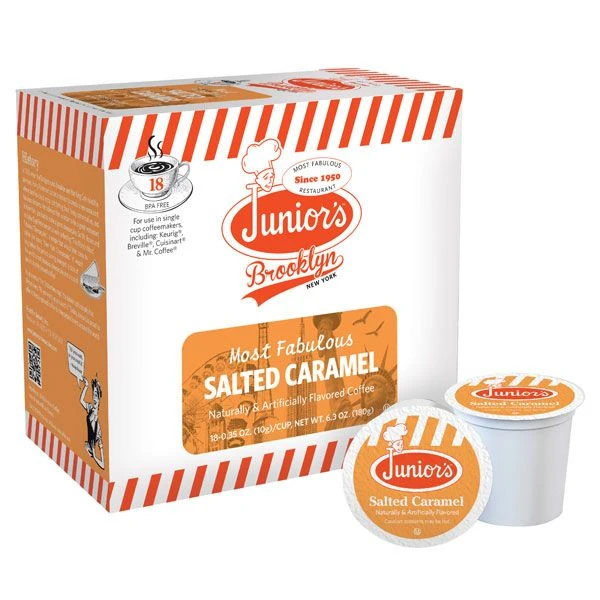 Junior's Most Fabulous Salted Caramel, Medium Roast Single Single Serve 4/18 Ct 3 Junior's Most Fabulous Salted Caramel, Medium Roast Single Single Serve 4/18 Ct