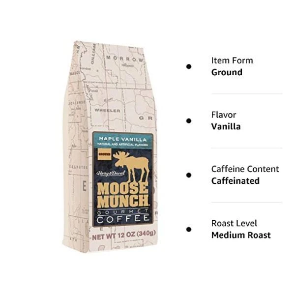 Harry & David Maple Vanilla Moose Munch Gourmet Coffee 6 Bags (12 Oz Each) 4 Harry & David Maple Vanilla Moose Munch Gourmet Coffee 6 Bags (12 Oz Each) - Image 2