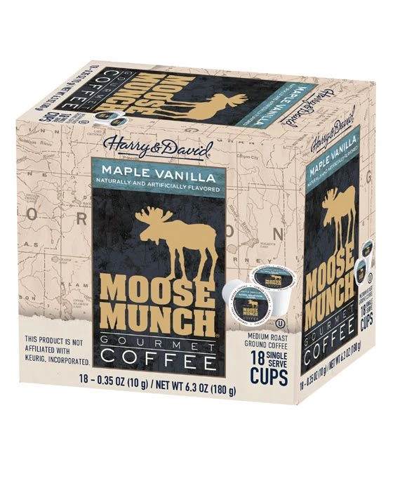 Moose Munch Maple Vanilla Single Serve Coffee By Harry & David, 4/18 Count 4 Moose Munch Maple Vanilla Single Serve Coffee By Harry & David, 4/18 Count - Image 2