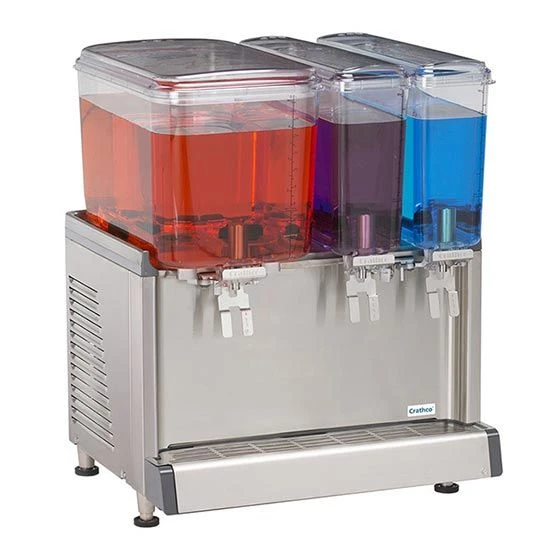 Crathco CS-3D-16 Simplicity Bubbler Series Triple Bowl Premix Cold Beverage Dispenser With (1) 4.75 Gallon Hopper, (2) 2.4 Gallon Hoppers With Agitation Function 3 Crathco CS-3D-16 Simplicity Bubbler Series Triple Bowl Premix Cold Beverage Dispenser With (1) 4.75 Gallon Hopper, (2) 2.4 Gallon Hoppers With Agitation Function