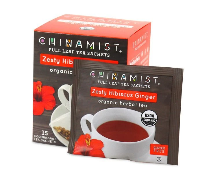China Mist - Zesty Hibiscus Ginger Organic Black Full Leaf Tea Sachet, 6 Boxes 15 Count Each 5 China Mist - Zesty Hibiscus Ginger Organic Black Full Leaf Tea Sachet, 6 Boxes 15 Count Each - Image 3