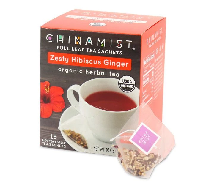 China Mist - Zesty Hibiscus Ginger Organic Black Full Leaf Tea Sachet, 6 Boxes 15 Count Each 4 China Mist - Zesty Hibiscus Ginger Organic Black Full Leaf Tea Sachet, 6 Boxes 15 Count Each - Image 2